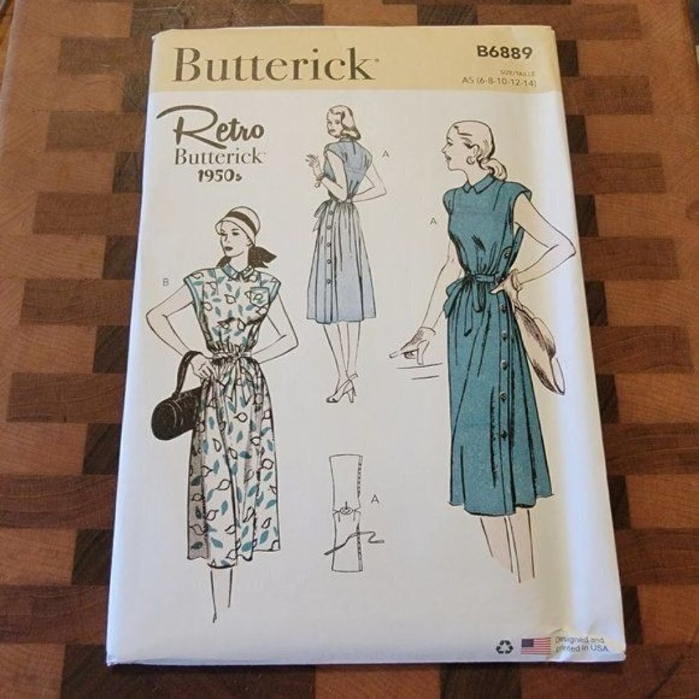 Butterick 6889 - Uncut - 1950s Vintage Reproduction - Sizes 6-14